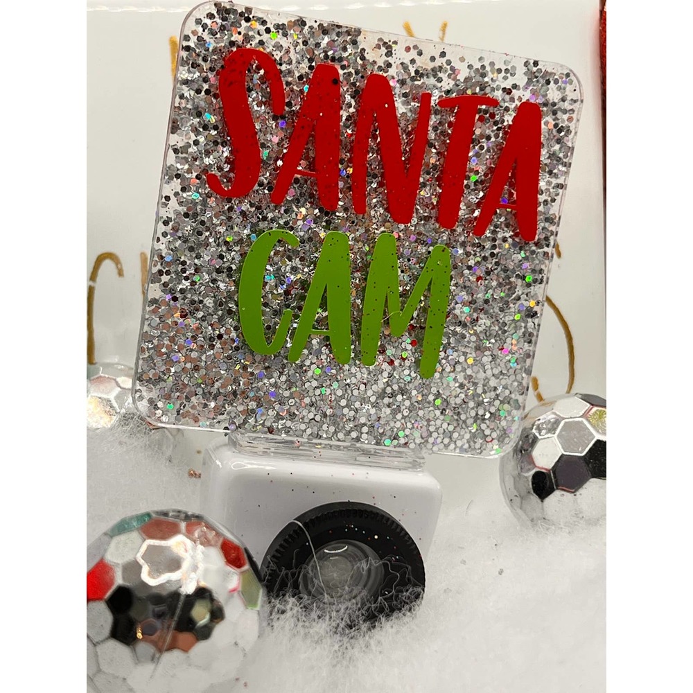 Silver Glitter Santa Cam Night Light